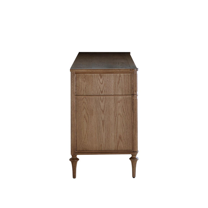Andrea Oak Ribbed Dresser - 6 Drawers, Antique Bronze