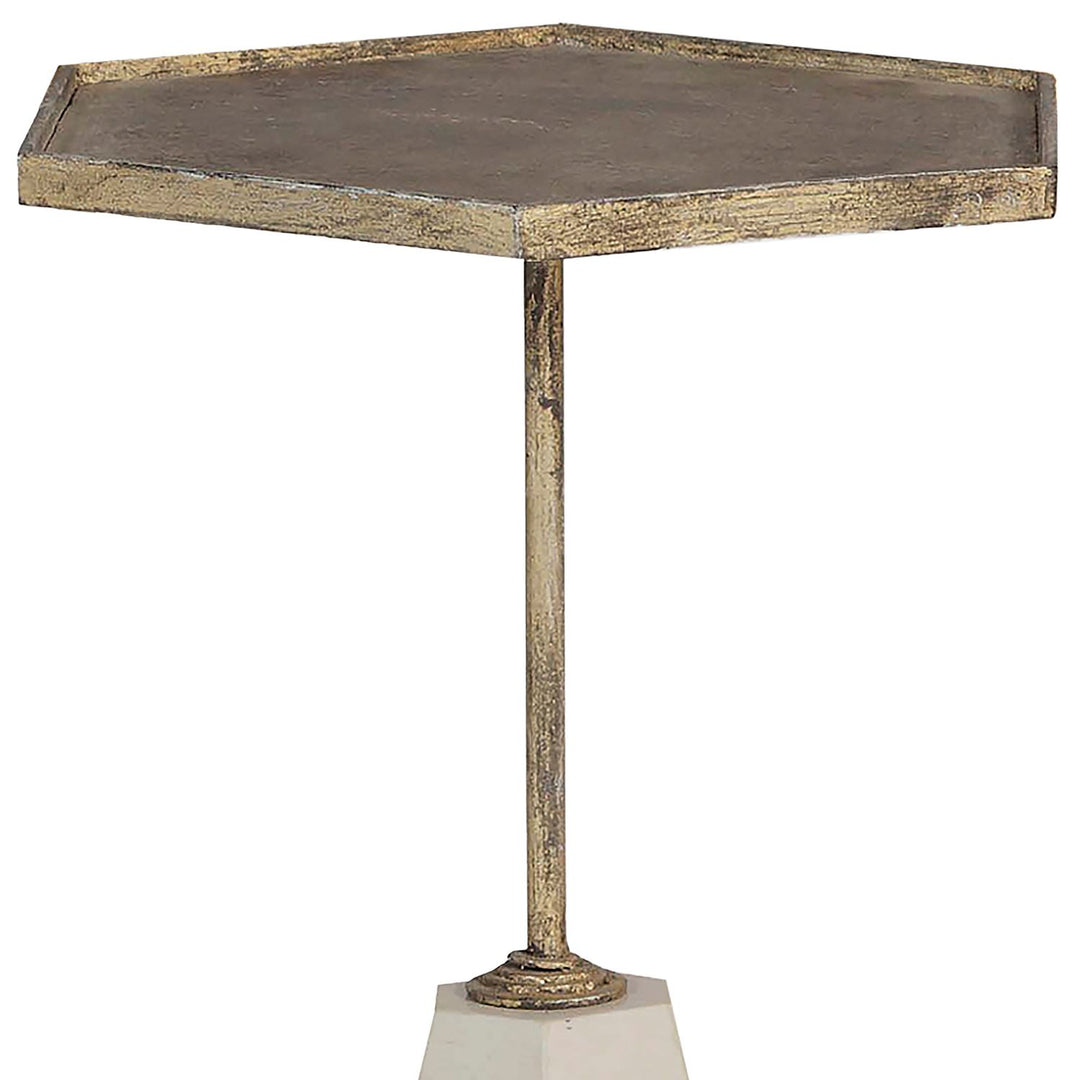 Lucinda Metal Hexagon Pedestal Side Table - 14 In. W X 18.5 In. H