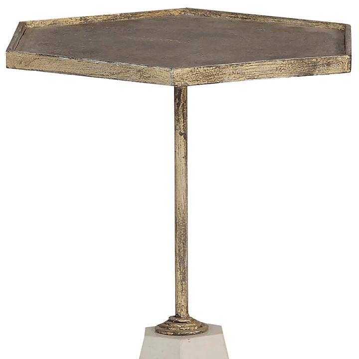 Lucinda Metal Hexagon Pedestal Side Table - 14 In. W X 18.5 In. H
