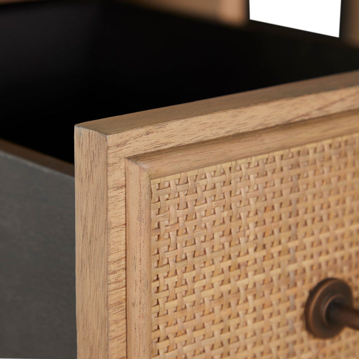 Elsa Mindi Wood Desk - 6 Soft-Close Drawers, Blonde Natural