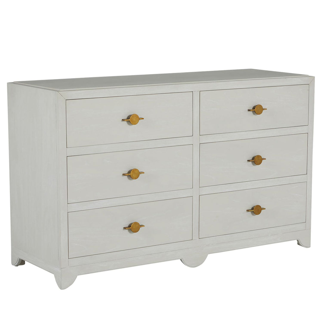 Fairmont Mindi Wood Dresser - 6 Drawers, Cerused White