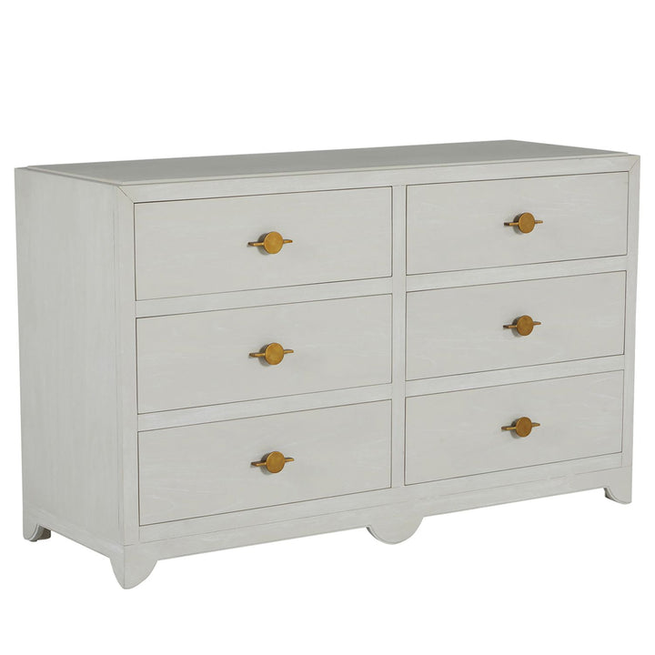 Fairmont Mindi Wood Dresser - 6 Drawers, Cerused White