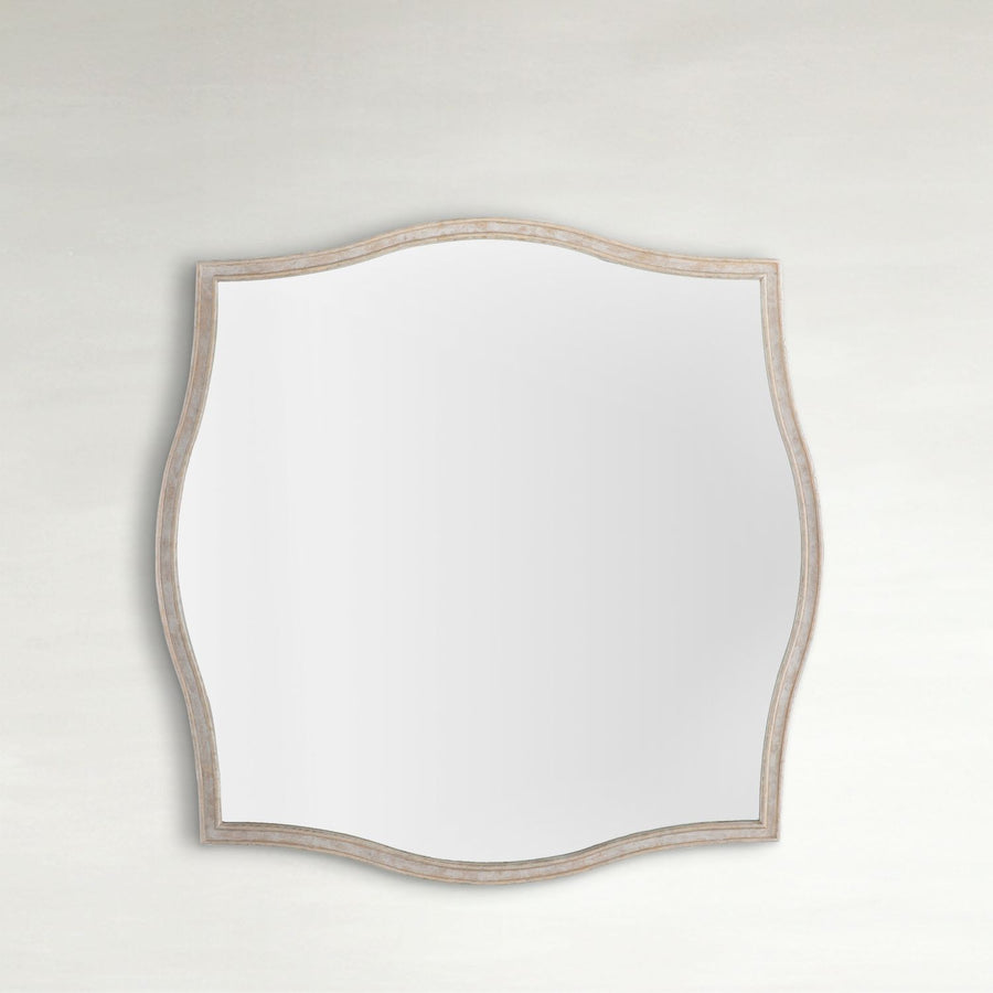 Artesia Curved Accent Mirror - Distressed White, 36 In. H X 36 In. W X 1 In. D