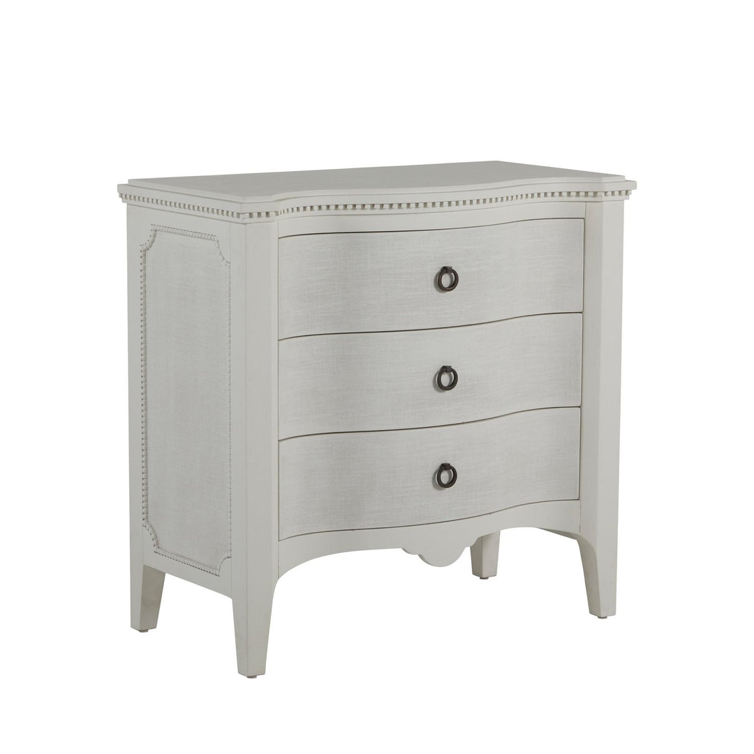 Sarah Mahogany Wood Serpentine Chest - 3 Drawers, Antique White