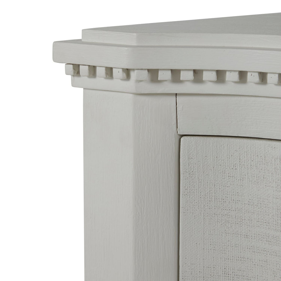Sarah Mahogany Wood Serpentine Chest - 3 Drawers, Antique White