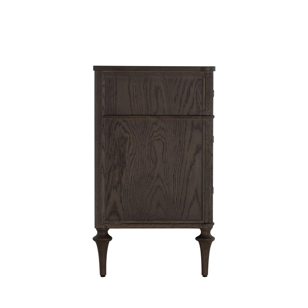 Andrea Oak Wood Chest - 3 Drawers, Dark Stained Oak