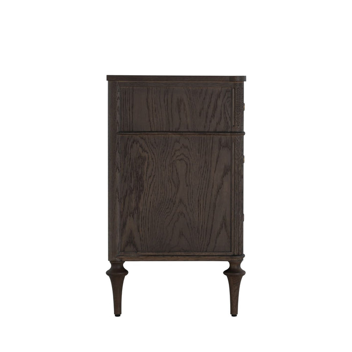 Andrea Oak Wood Chest - 3 Drawers, Dark Stained Oak