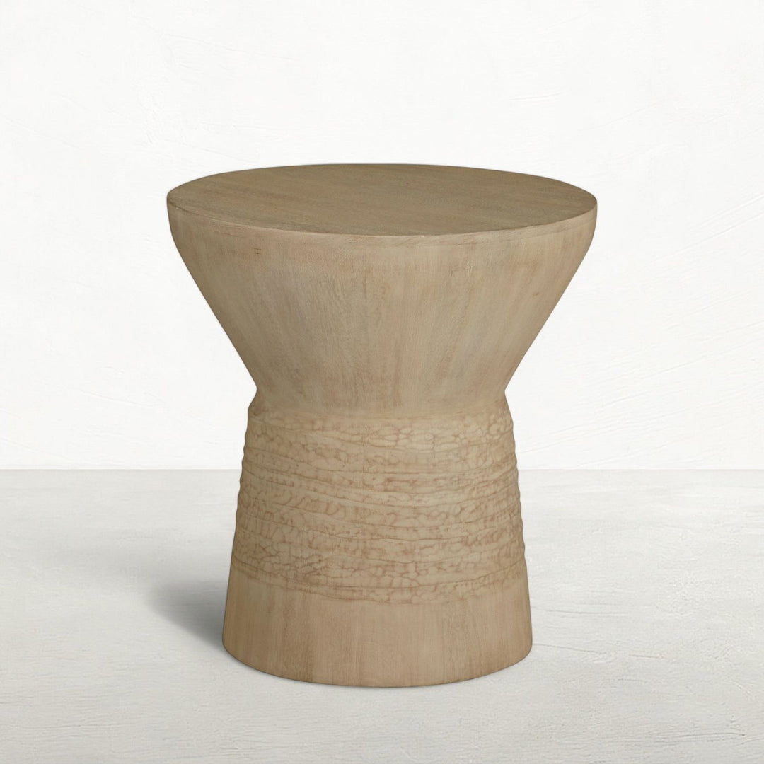 Somara Mango Wood Circle Pedestal End Table - 22 In. W X 24 In. H
