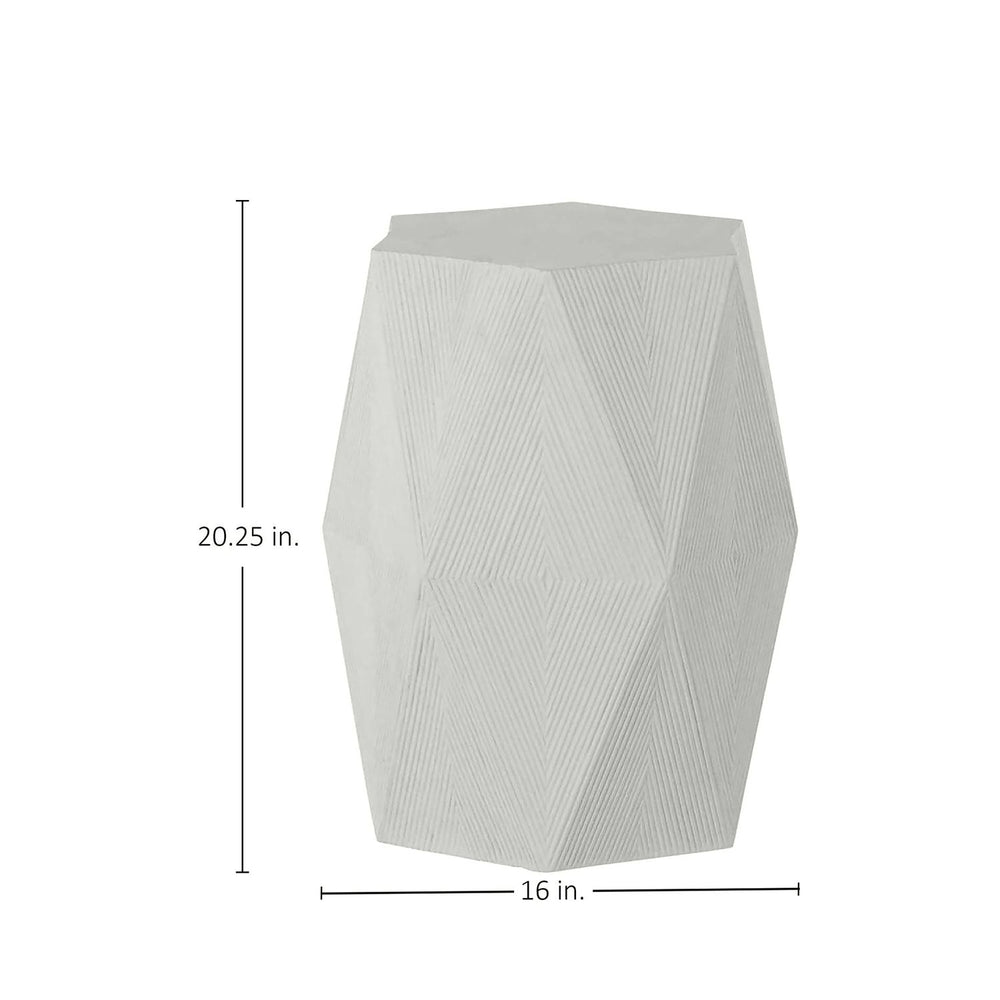 Albany Cast Stone Hexagonal Pedestal Side Table - 16 In. W X 20.25 In. H