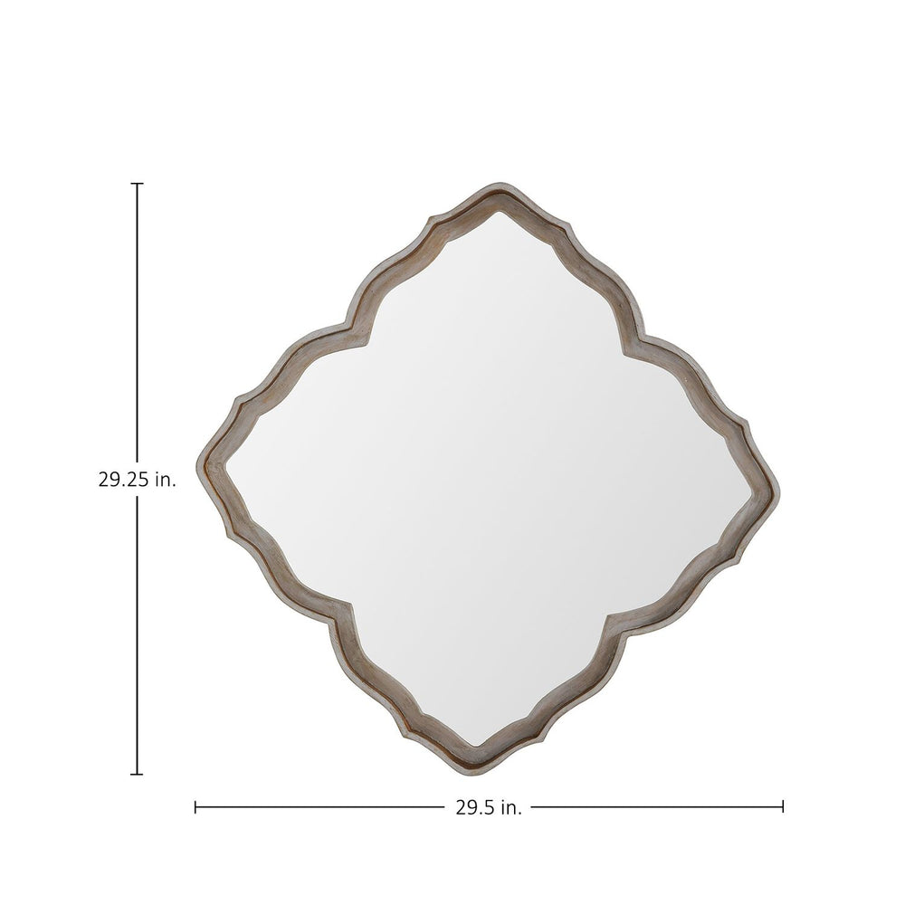 Adriana Curved Accent Mirror - Cerused White, 29.25 In. H X 29.5 In. W X 2.75 In. D
