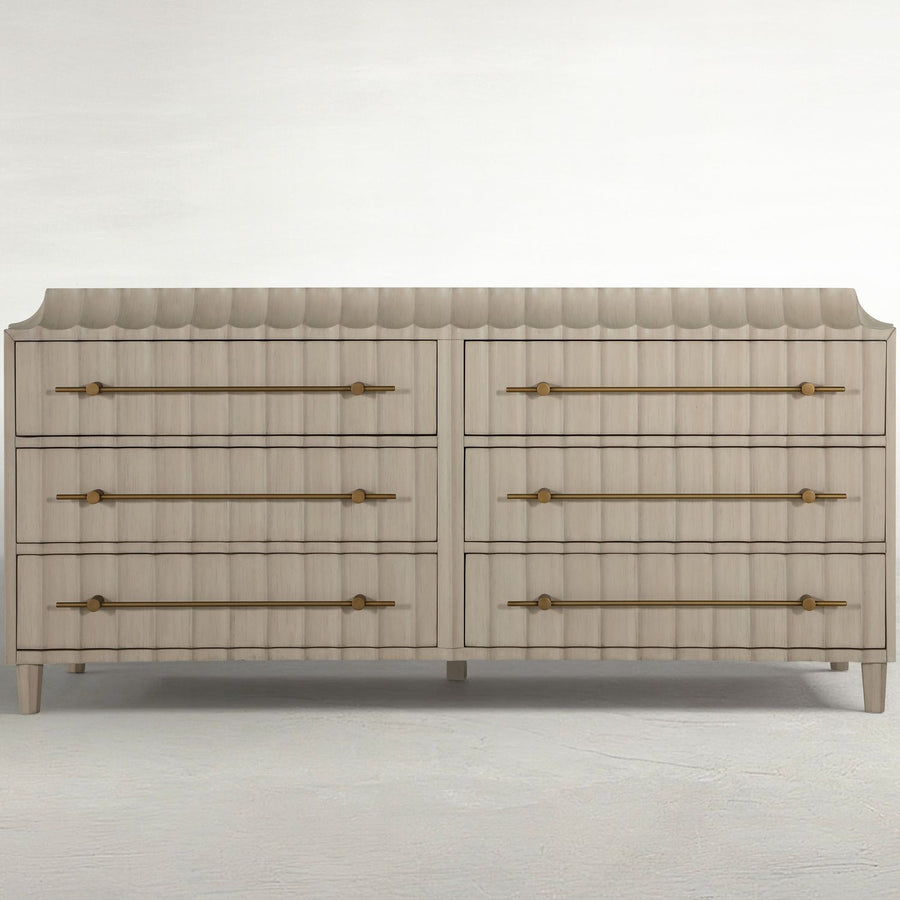 Merigold Wood Storage Dresser - 6 Drawers, Sesame White