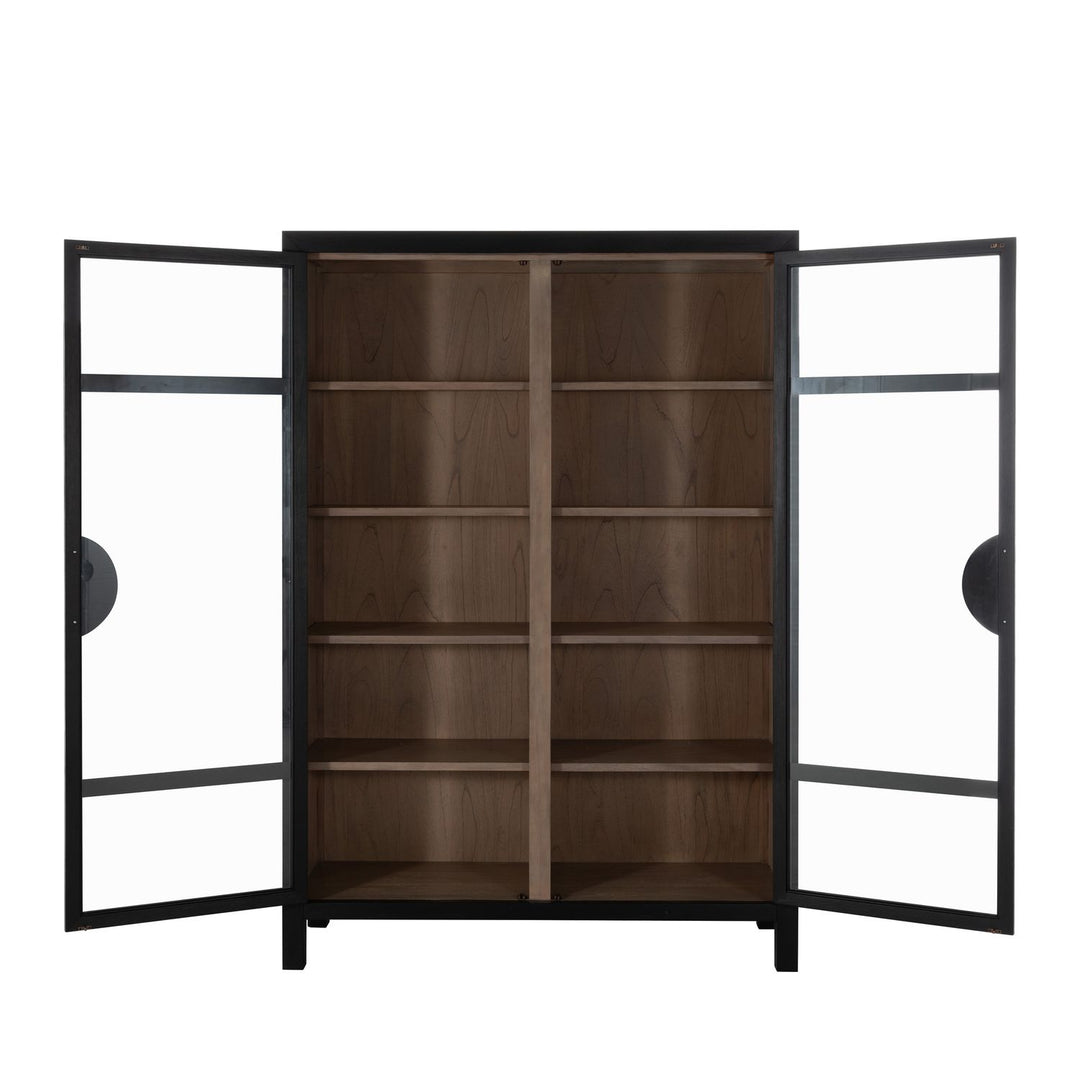 Elias Mindi Wood Transitional Cabinet - 4 Shelves, Antique Bronze