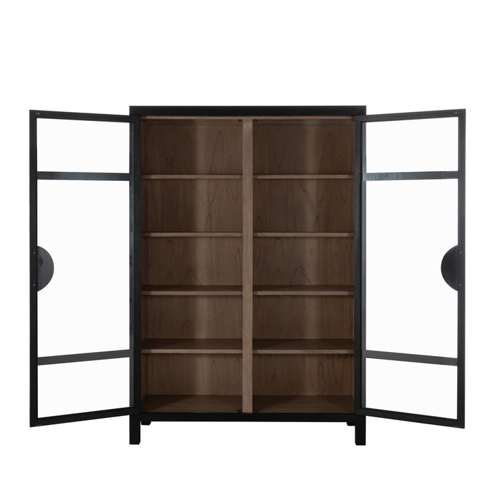 Elias Mindi Wood Transitional Cabinet - 4 Shelves, Antique Bronze