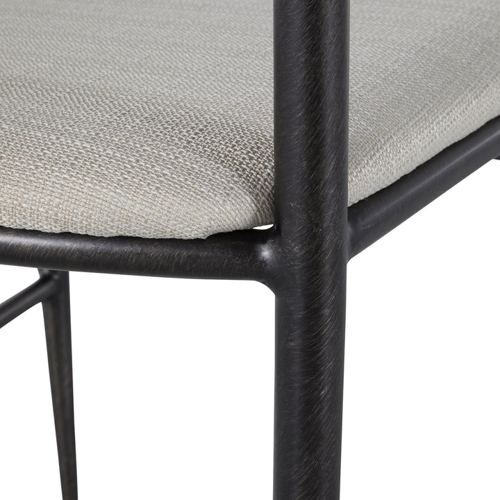Ward Faux Leather Iron Tapered Legs Dining Chair - Brushed Black White