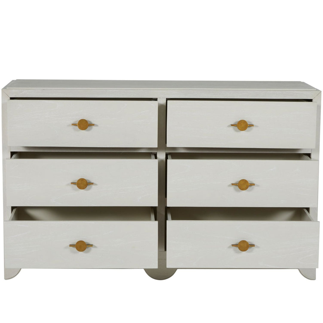 Fairmont Mindi Wood Dresser - 6 Drawers, Cerused White