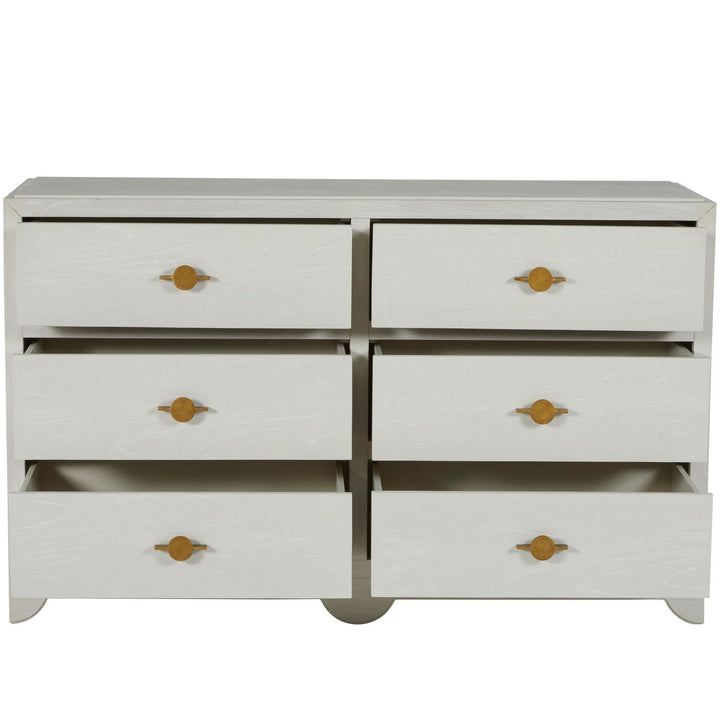 Fairmont Mindi Wood Dresser - 6 Drawers, Cerused White