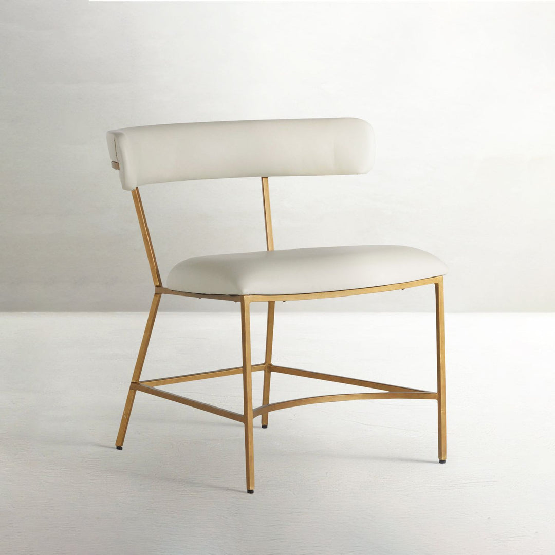 Matlock Metal Faux Leather Dining Chair - White Antique Gold