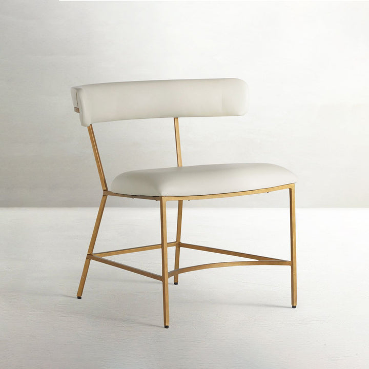 Matlock Metal Faux Leather Dining Chair - White Antique Gold