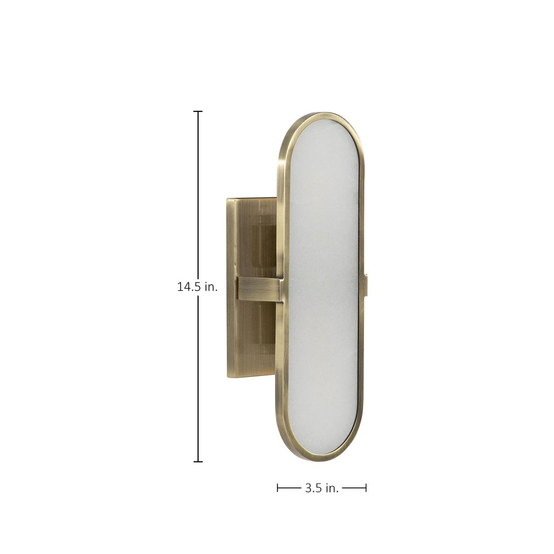 Nicollet Alabaster Brushed Antique Brass Wall Sconce - 3 In. D X 14.5 In. H