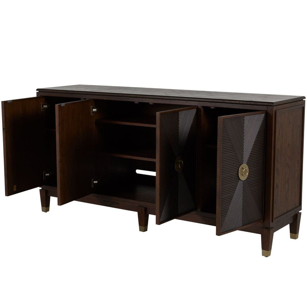 Saffron Oak Transitional Cabinet - 8 Shelves, Tuscan Brown