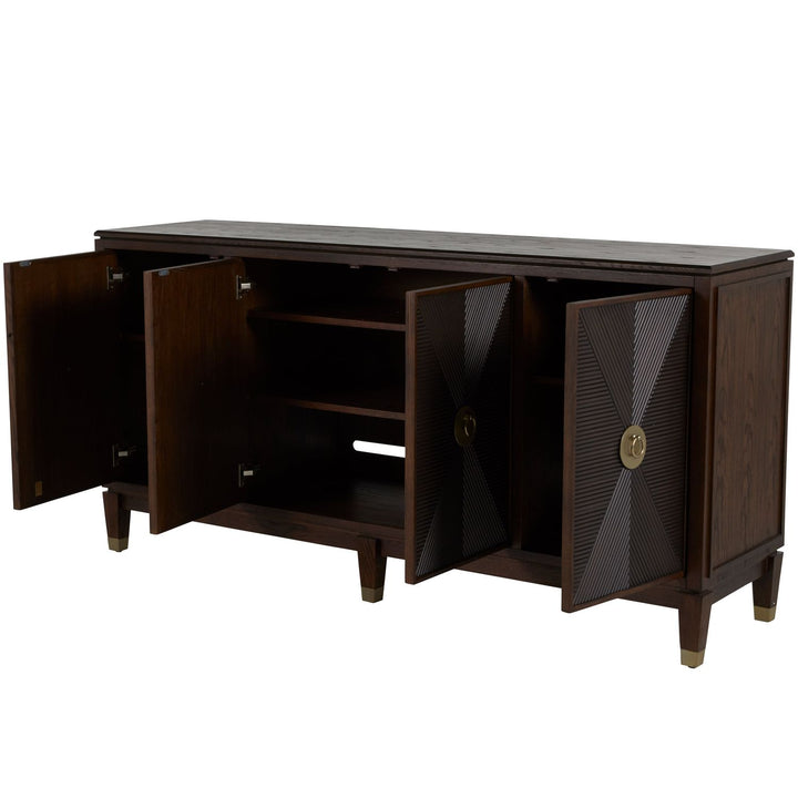 Saffron Oak Transitional Cabinet - 8 Shelves, Tuscan Brown