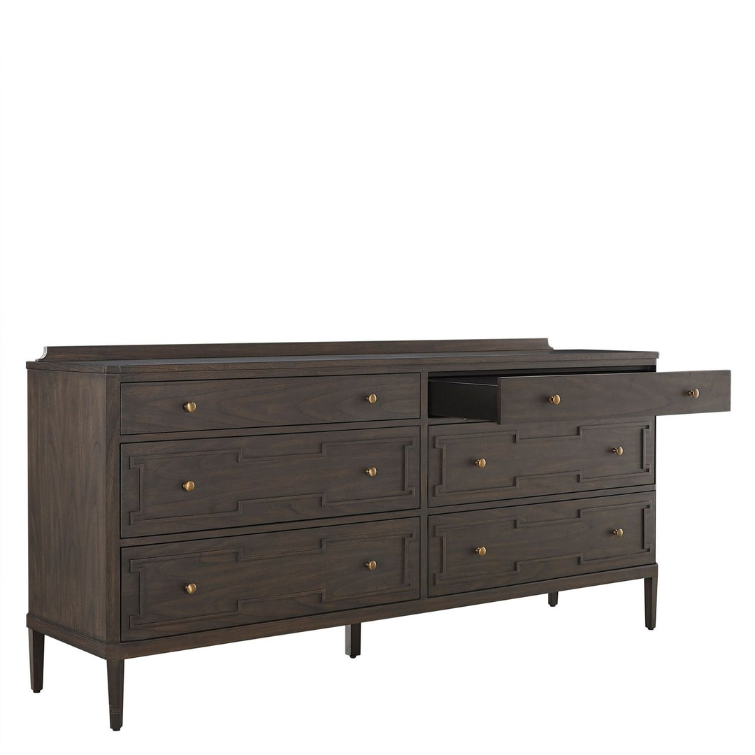 Glenwood Mindi Wood Dresser - 6 Drawers, Cerused Brown