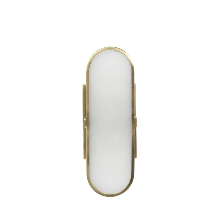 Nicollet Alabaster Brushed Antique Brass Wall Sconce - 3 In. D X 14.5 In. H