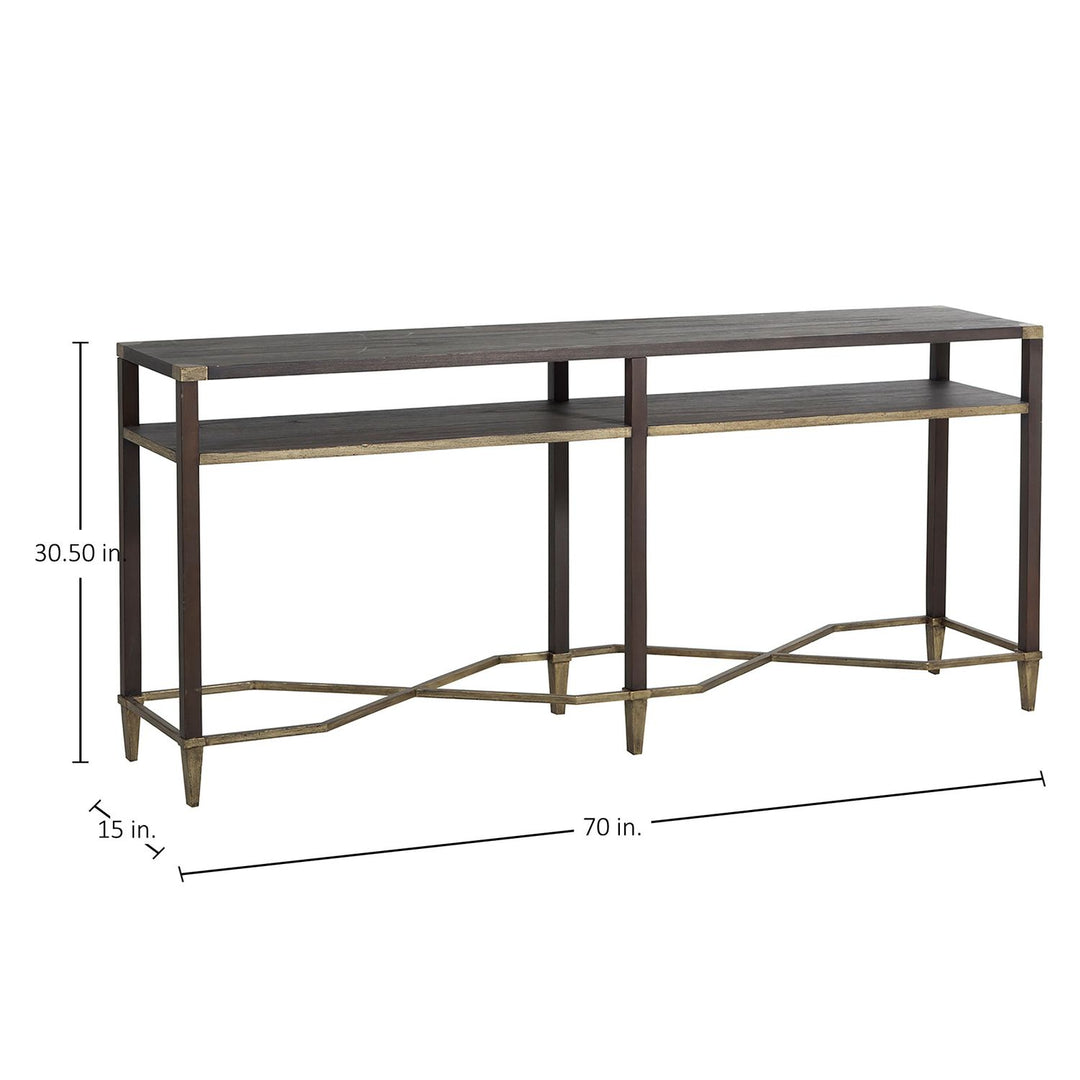 Sue Metal Rectangle Console Table - Natural Black, 70 In. W X 30.5 In. H