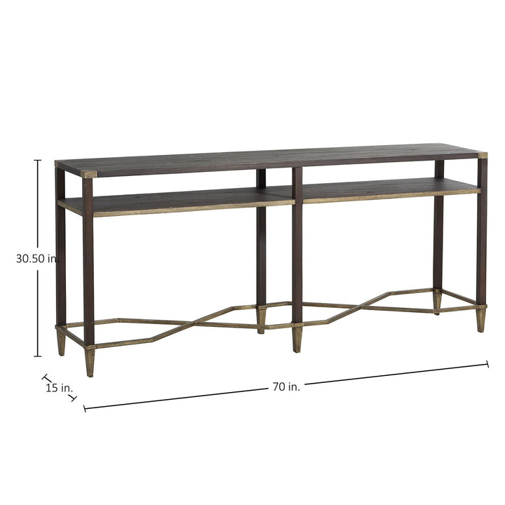 Sue Metal Rectangle Console Table - Natural Black, 70 In. W X 30.5 In. H