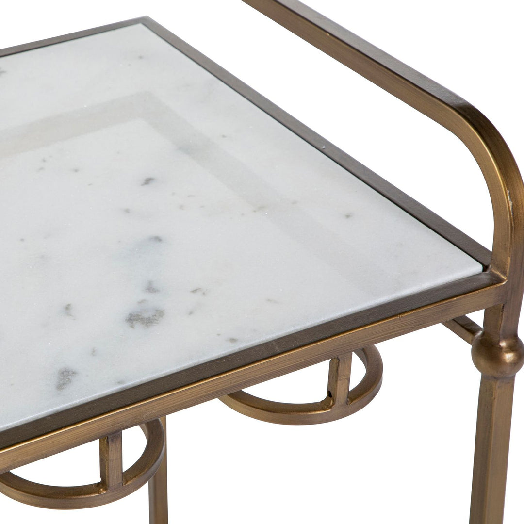 Thia Marble Bar Console Table - Fixed Shelf, Brushed Brass