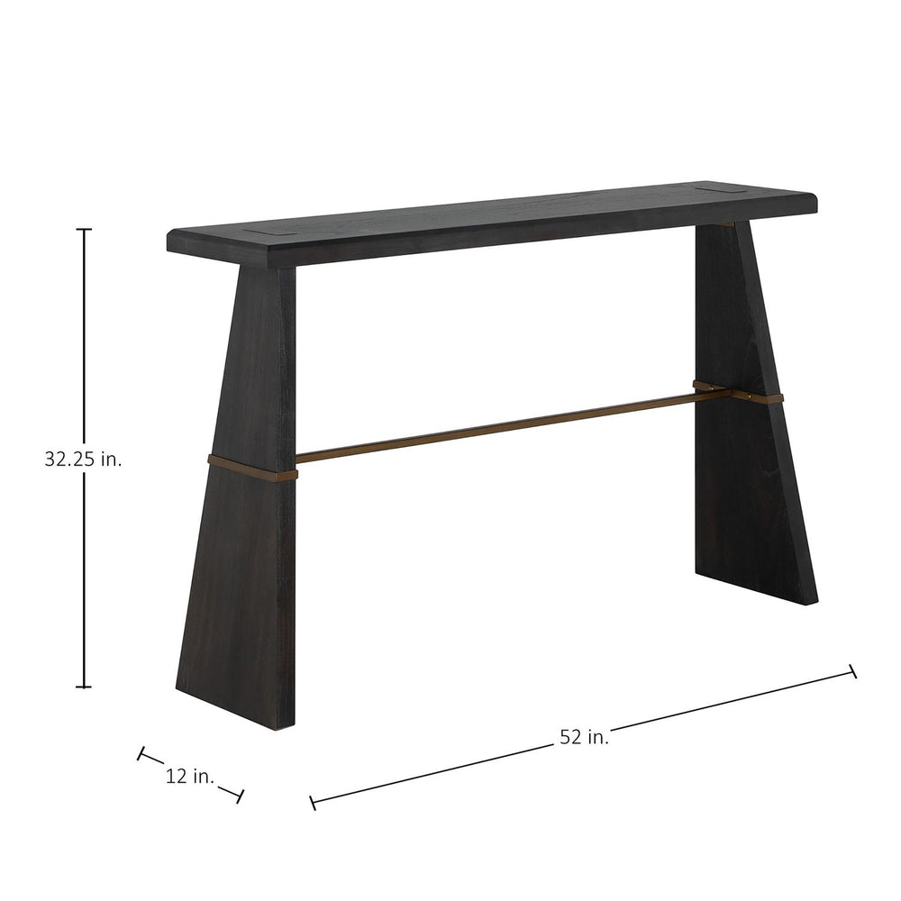 Havana Mindi Wood Rectangle Trestle Console Table - Forest Black, 52 In. W X 32.25 In. H