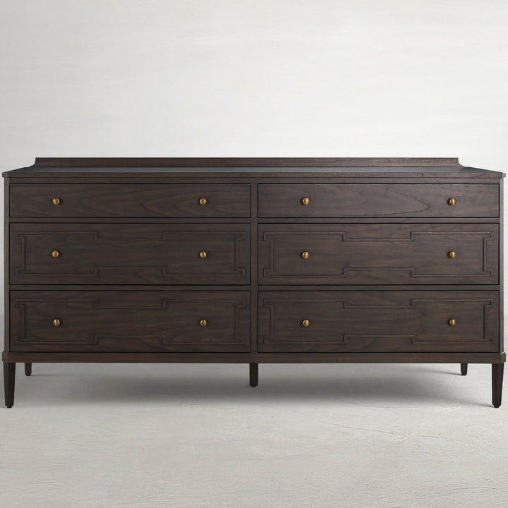 Glenwood Mindi Wood Dresser - 6 Drawers, Cerused Brown