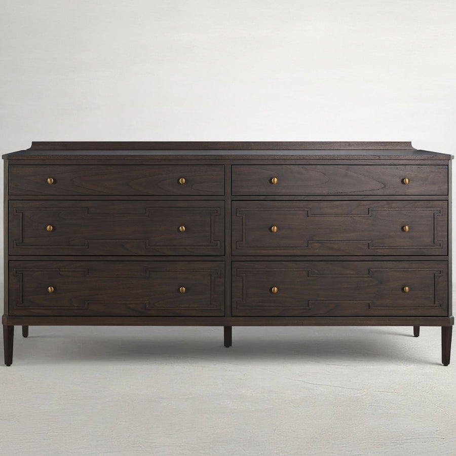 Glenwood Mindi Wood Dresser - 6 Drawers, Cerused Brown