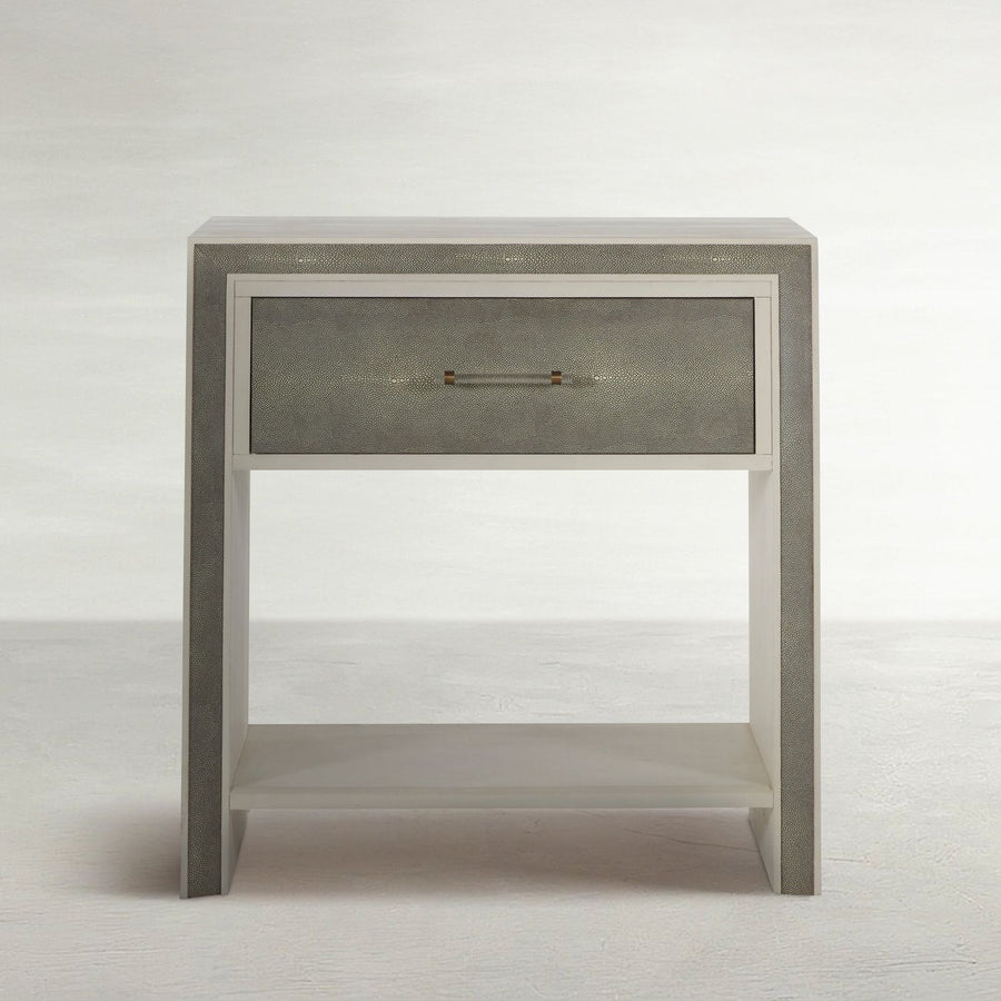 Alford Mindi Wood Nightstand - 1 Drawer, Cerused White