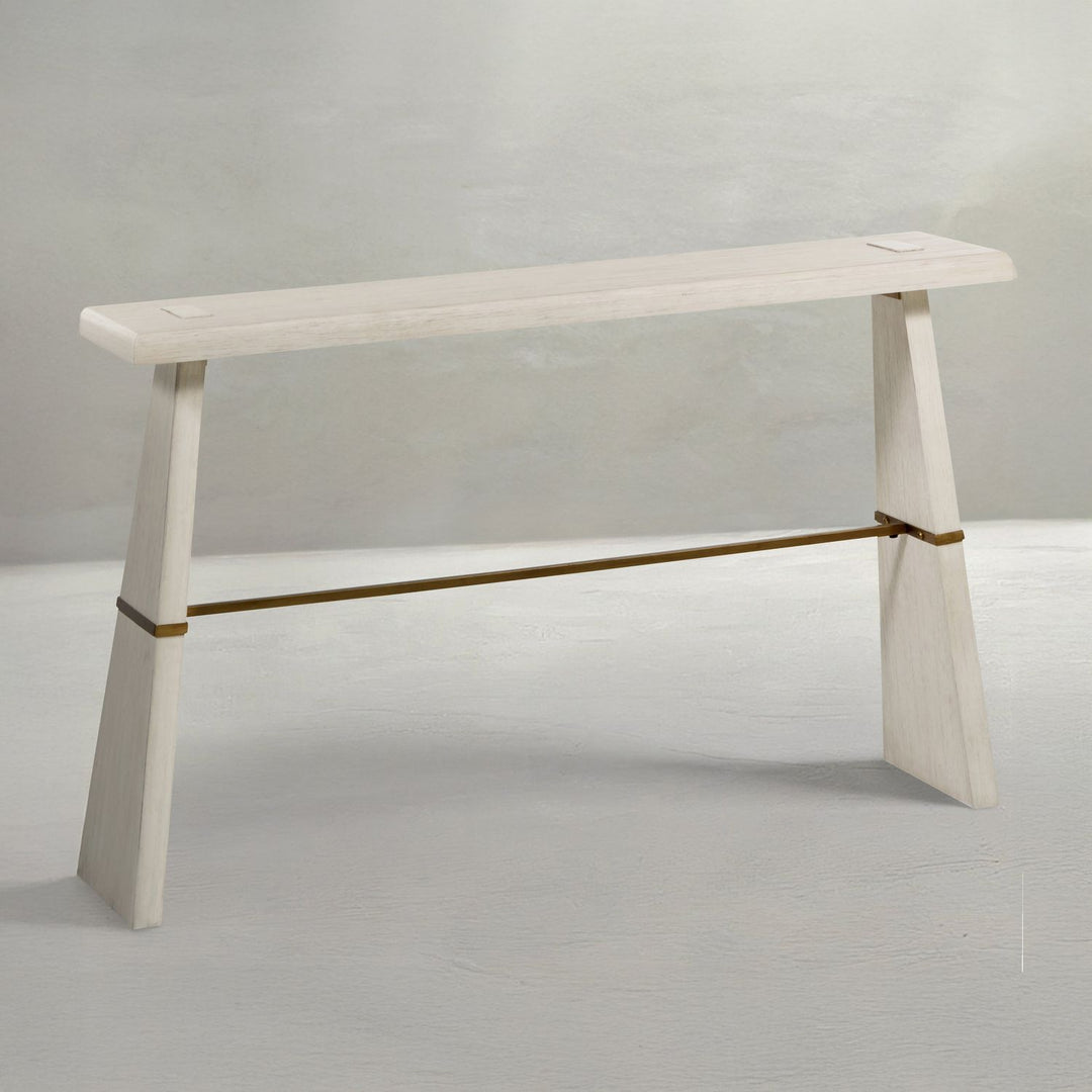 Havana Mindi Wood Rectangle Trestle Console Table - Antique White, 52 In. W X 32.25 In. H