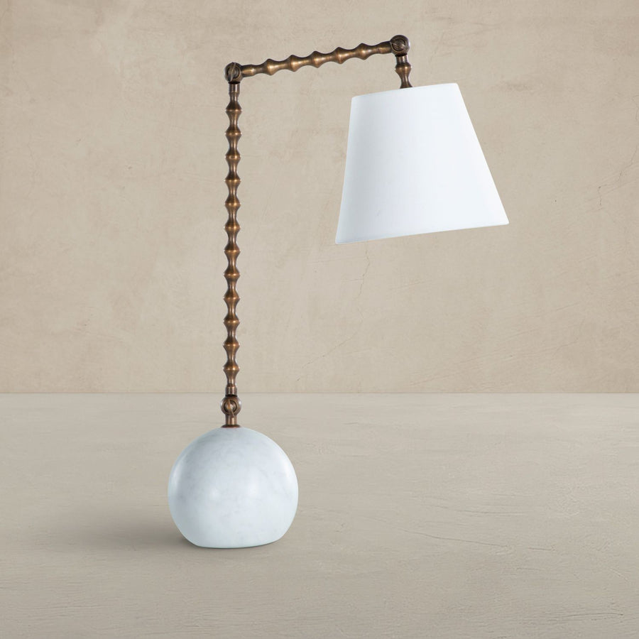 Nadine Alabaster Iron Antique Brass Task Lamp - 30.5 In. H