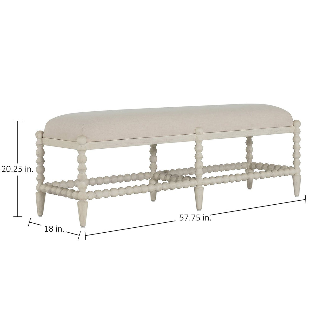 Jennifer Mahogany Backless Bench - White Ivory