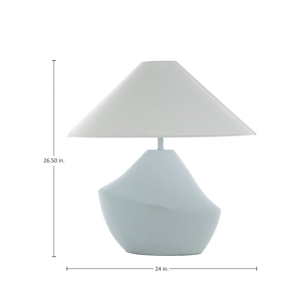 Ares Plaster Feather White Linen Table Lamp - 26.5 In. H