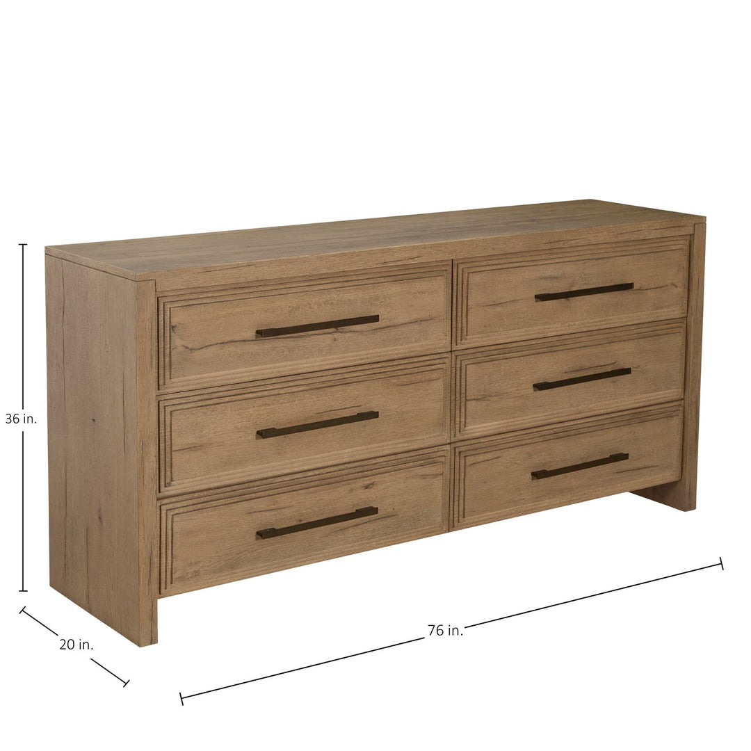 Wren Oak Wood Dresser - 6 Drawers, Dawn