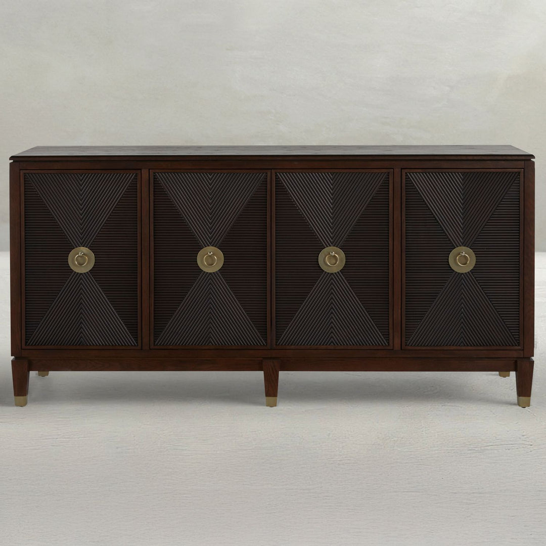 Saffron Oak Transitional Cabinet - 8 Shelves, Tuscan Brown