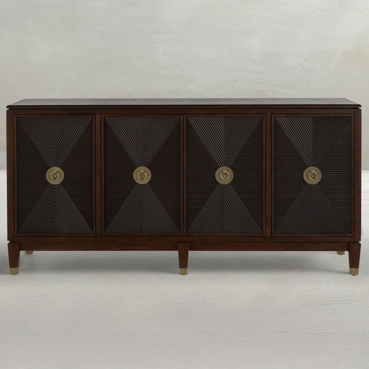 Saffron Oak Transitional Cabinet - 8 Shelves, Tuscan Brown