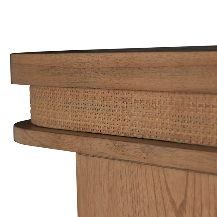Elsa Mindi Wood Desk - 6 Soft-Close Drawers, Blonde Natural