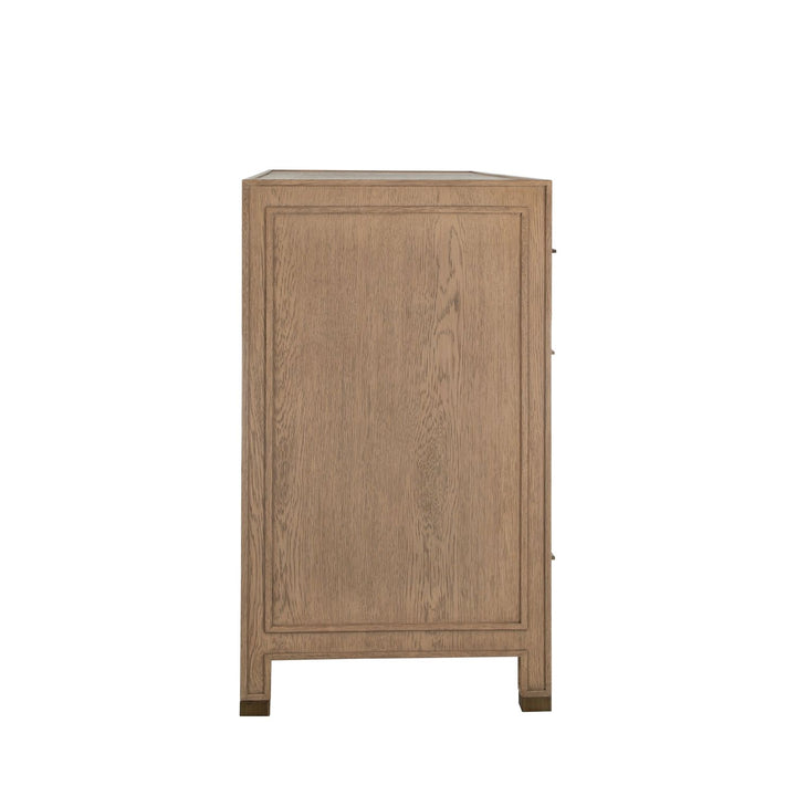 Jordan Oak Wood Dresser - 8 Drawers, Cerused Natural