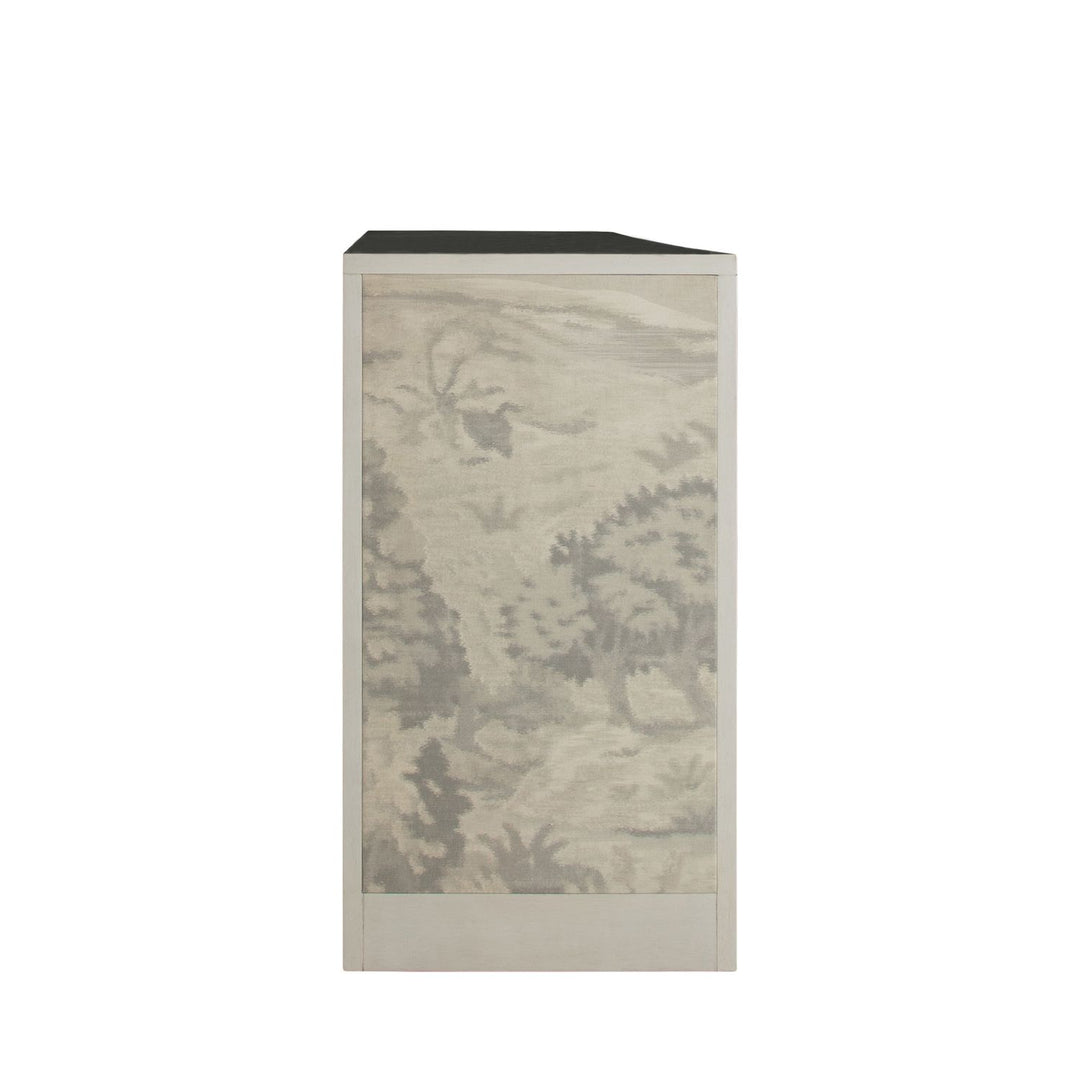 Daliyah Wood Custom Printed Fabric Sideboard - 2 Shelves Doors, Sesame White