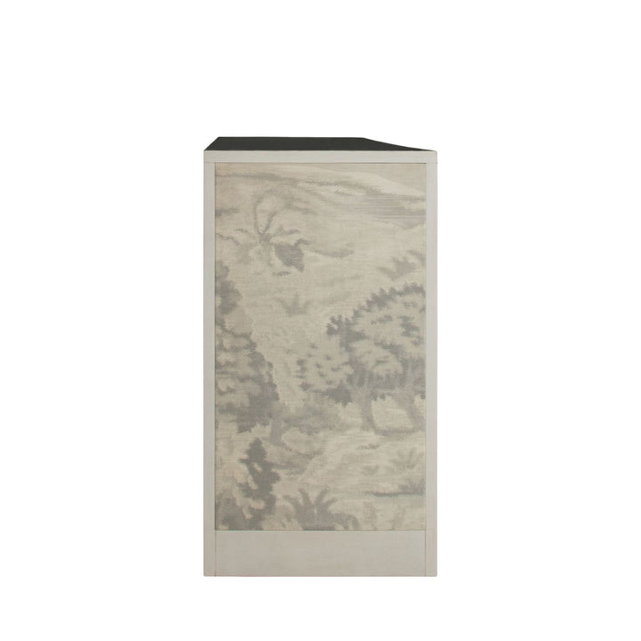 Daliyah Wood Custom Printed Fabric Sideboard - 2 Shelves Doors, Sesame White