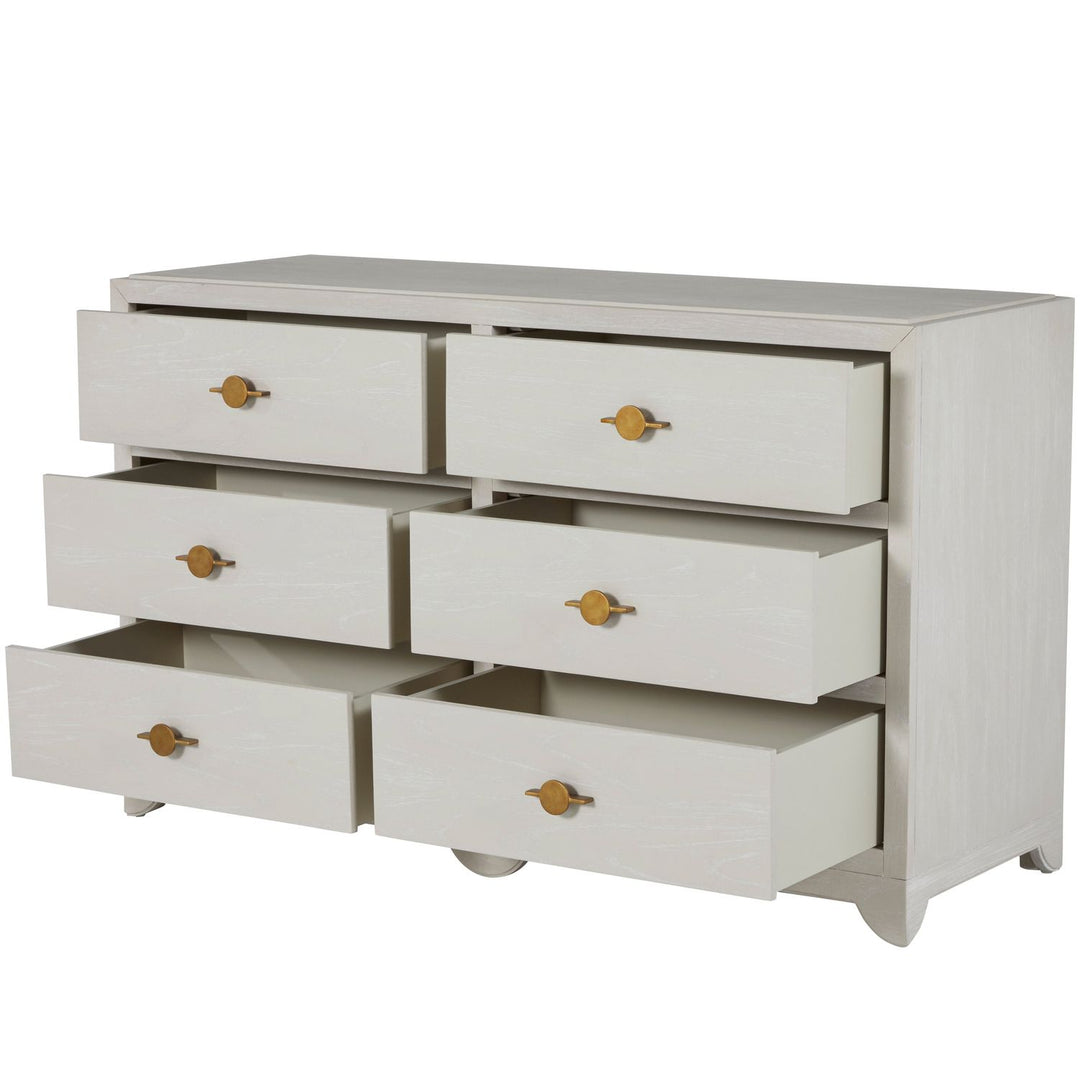 Fairmont Mindi Wood Dresser - 6 Drawers, Cerused White