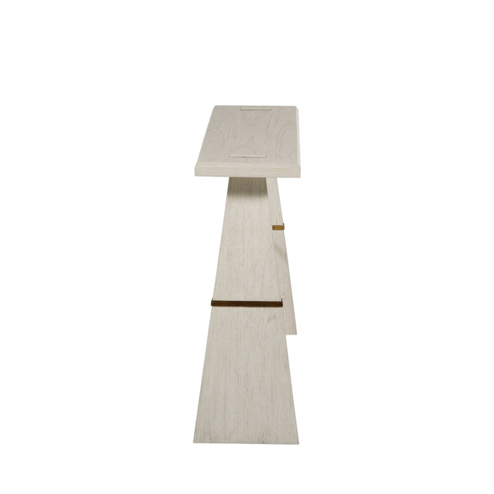 Havana Mindi Wood Rectangle Trestle Console Table - Antique White, 52 In. W X 32.25 In. H