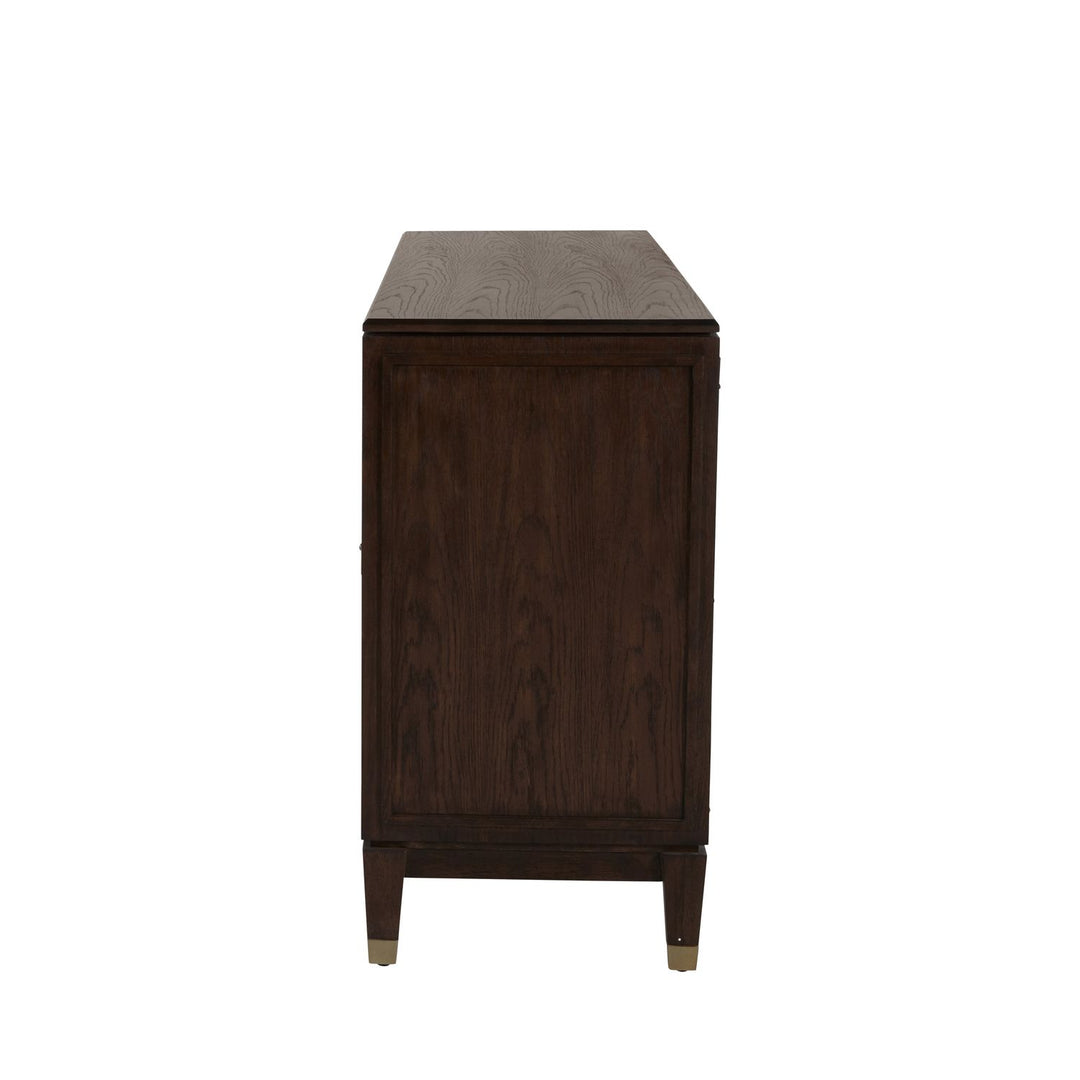 Saffron Oak Transitional Cabinet - 8 Shelves, Tuscan Brown