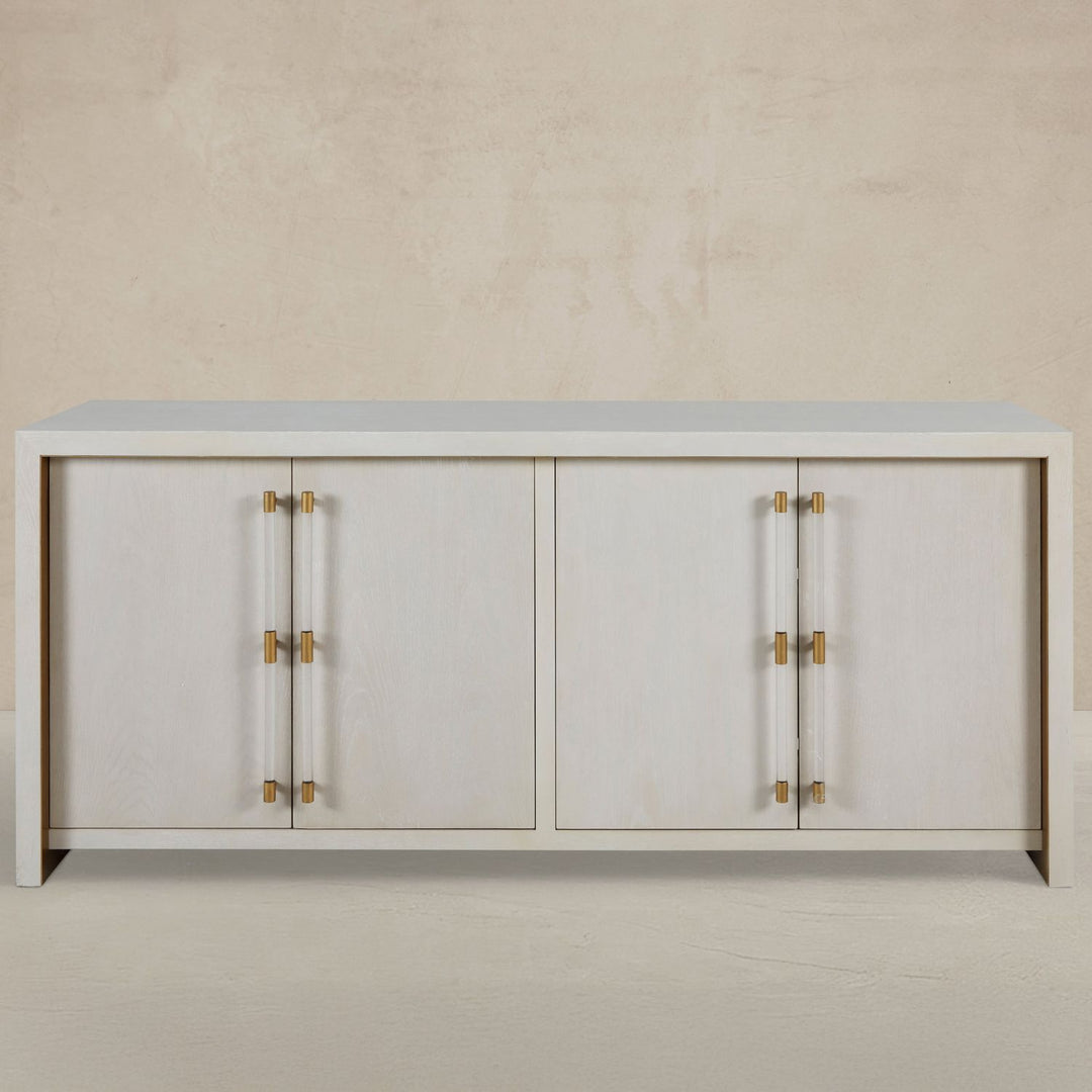 Winford Oak Waterfall Cabinet - 2 Shelves, Cerused White
