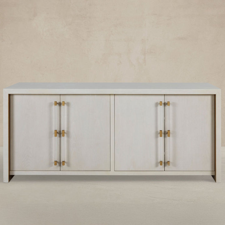 Winford Oak Waterfall Cabinet - 2 Shelves, Cerused White